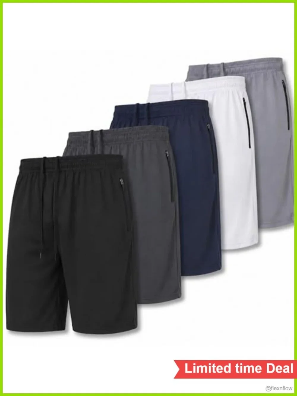 5 Pack Men's Athletic Shorts Loose Fit 10